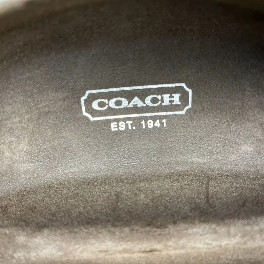 Coach Eyeglass Holder Hard Case Cream with Brown Interior Coach Cleaning Cloth
